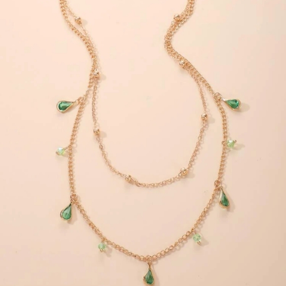*Cara* Green Stone Necklace - Picture 2 of 4